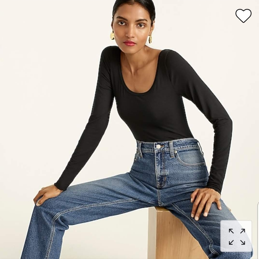 J. Crew Black Long-Sleeve Scoop-Neck Bodysuit
